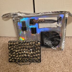 Bebe Silver and Black Travel Accessory Kit & mini Talbot purse